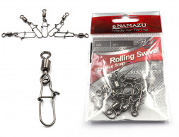 Вертлюг с застежкой Namazu ROLLING SWIVEL WITH NICE SNAP, цв. BN, р. 7, test-23 кг уп.10 шт